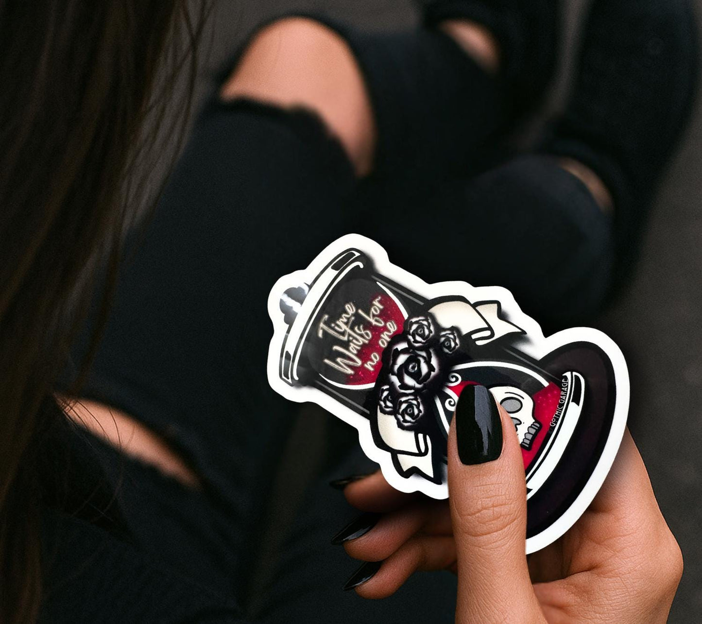 Skull Hour Glass, Waterproof Die Cut Sticker, Choose Between Glossy or Holographic, Perfect to Add Scariness to any Surface