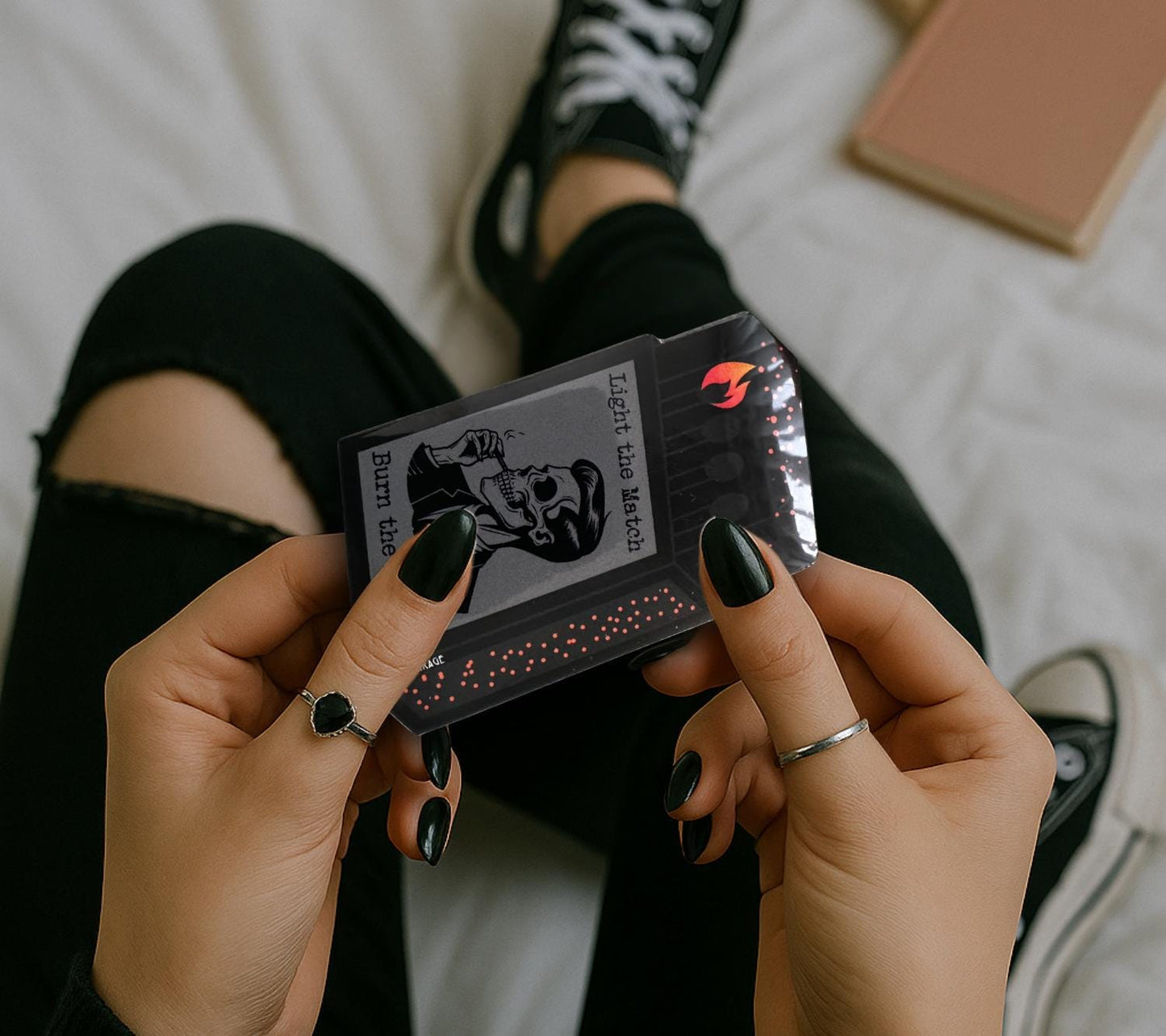 Burning Bridge Skeleton Sticker: Gothic Humor, Waterproof Vinyl