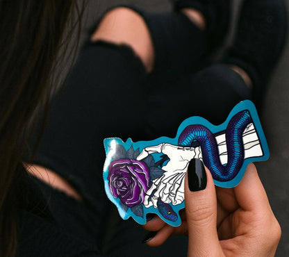 Gothic Snake Rose Die Cut Waterproof Sticker — Venom & Violet Beauty with a bite never looked so good.