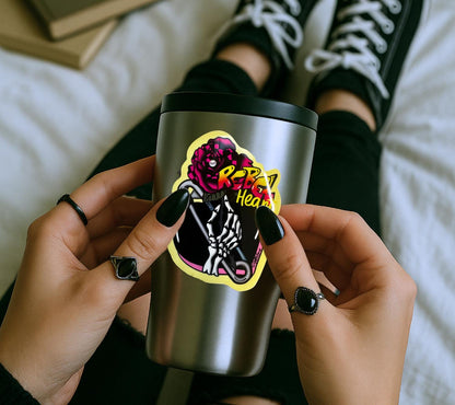 Rebel Heart Punk Rose Die Cut Waterproof Sticker — For the bold souls who bloom with bite.