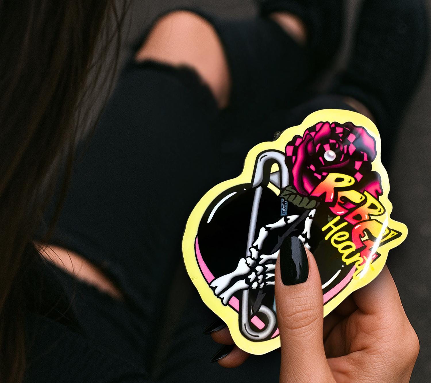 Rebel Heart Punk Rose Die Cut Waterproof Sticker — For the bold souls who bloom with bite.