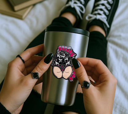 Naughty Goth Sticky Buns, Waterproof Die Cut Sticker, Choose Between Glossy or Holographic, Perfect to Add Fun to any Surface