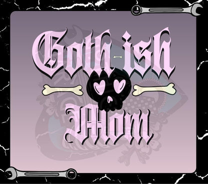 Goth-ish Mom PNG – Cute Pastel Goth Skull Sublimation Design for T-Shirts, Funny Alt Mom Digital Download, Pink Gothic Clipart for Apparel