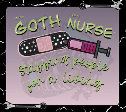 Goth Nurse Digital Art – Funny Dark Humor T-Shirt Design for Medical Workers & RN Sublimation