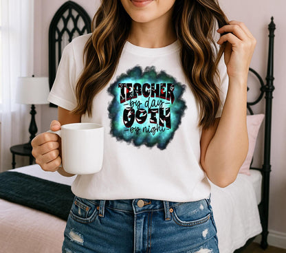 Teacher by Day Goth by Night PNG – Funny Alt Teacher Sublimation Design, Gothic T-Shirt Graphic, Digital Download for Apparel