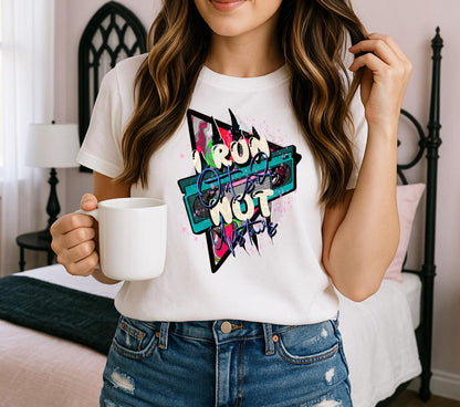 I Run Outside Not Upstairs PNG – Funny Horror Girl Sublimation Design