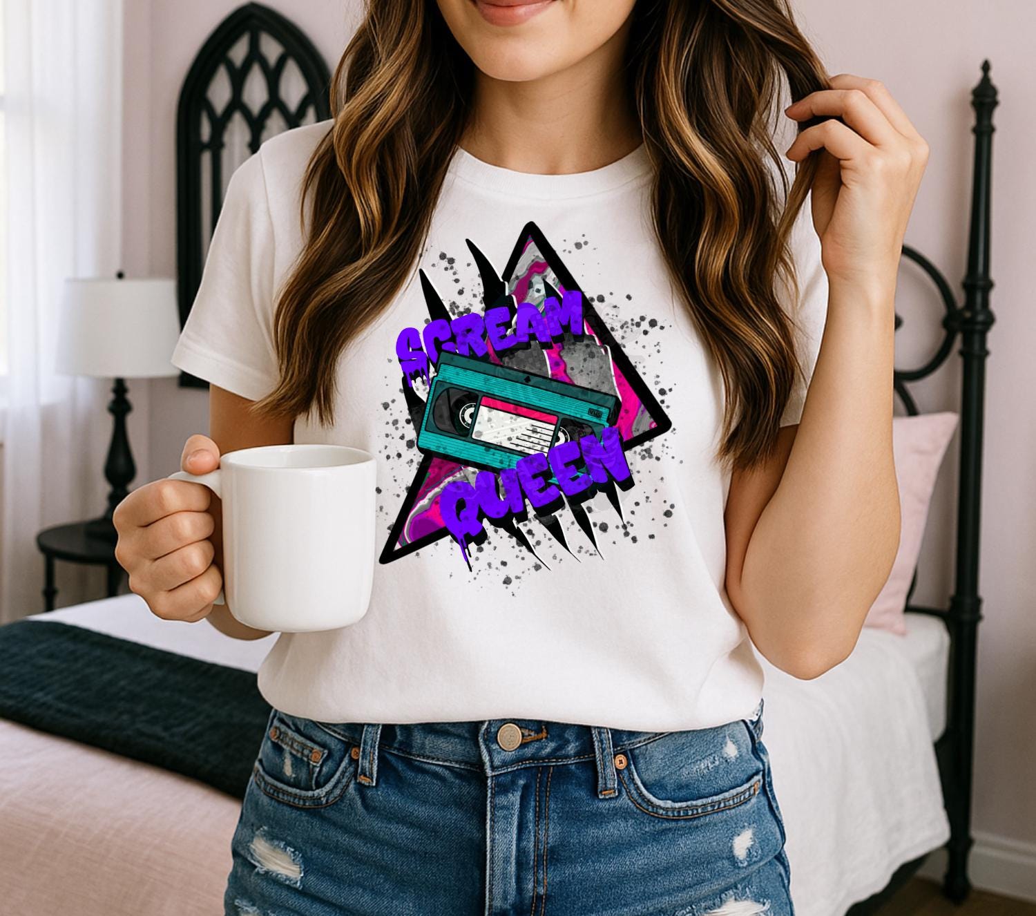 Scream Queen VHS PNG – Retro Horror Sublimation Design