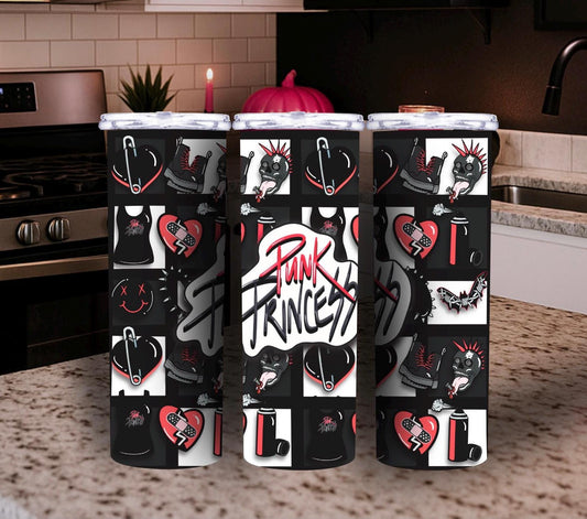 Punk Princess Tumbler Wrap – Gothic Punk Sublimation PNG | Digital Download for 20 oz Skinny Tumblers