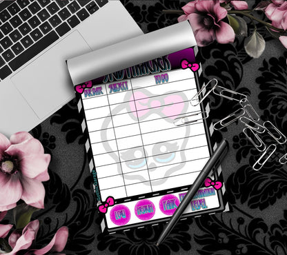 Pastel Goth Study Tracker Notepad – Skull Planner for Students