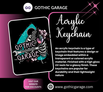 Gothic Black Flamingo Keychain: Holographic Acrylic Alt Accessory