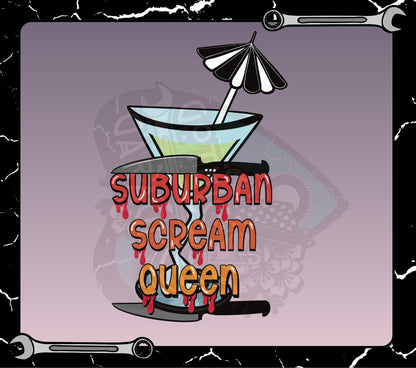 Suburban Scream Queen PNG – Horror T-Shirt Design, Bloody Cocktail Knife Sublimation File, Halloween Instant Download