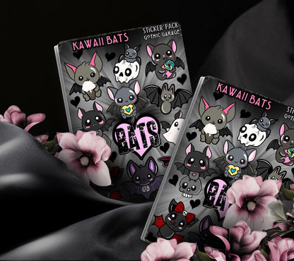 Gothic Kawaii Bats Sticker Sheets for Collecting and Scrapbooking - High-Quality, Vibrant Designs, Perfect Budget Friendly Gifts