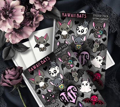 Kawaii Bats Sticker Sheet – Cute Gothic Bat Stickers