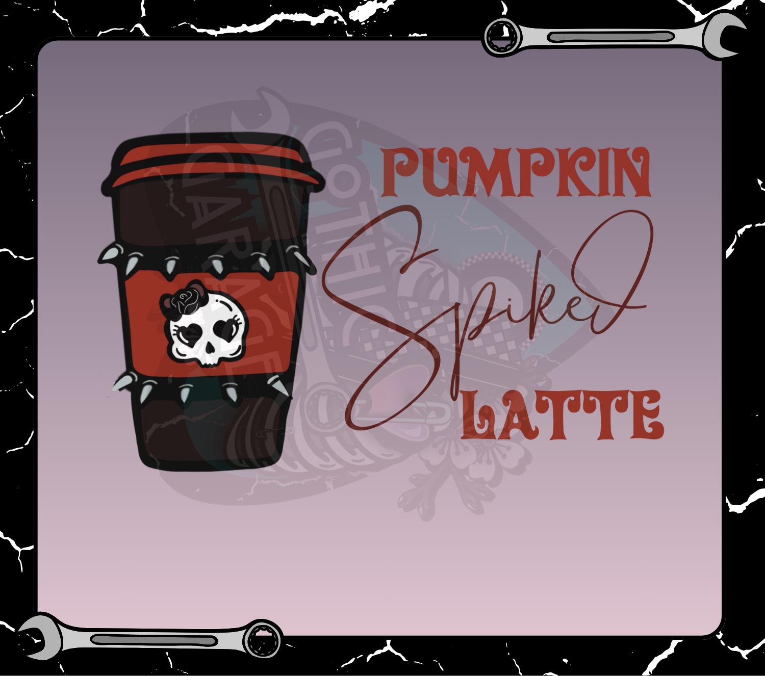 Pumpkin Spiked Latte PNG – Goth Fall Coffee Sublimation Design for Shirts & Tumblers and More