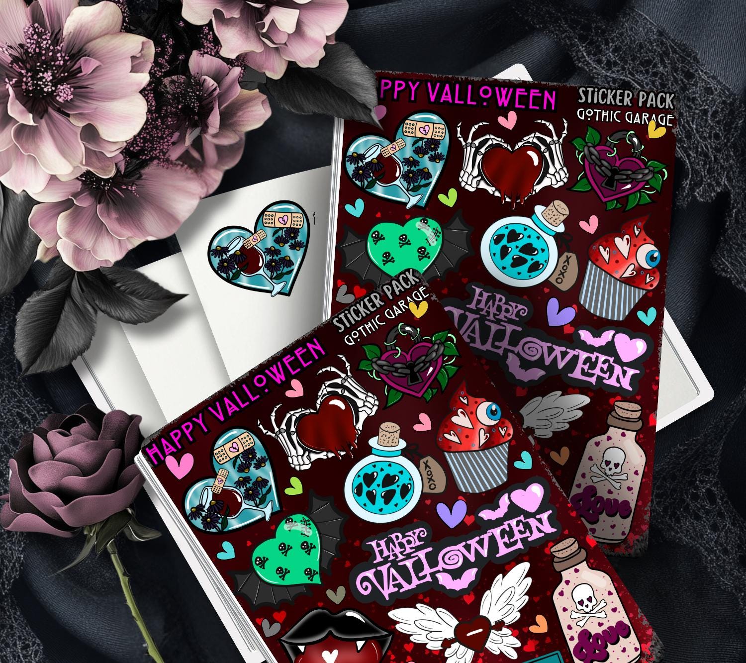 Happy Valoween – Gothic Valentine’s Day Sticker Sheet