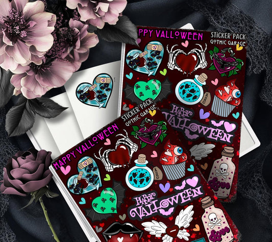 Happy Valoween – Gothic Valentine’s Day Sticker Sheet