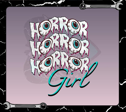Horror Girl Digital Art – Creepy Eyeball Typography Graphic for T-Shirts & Sublimation