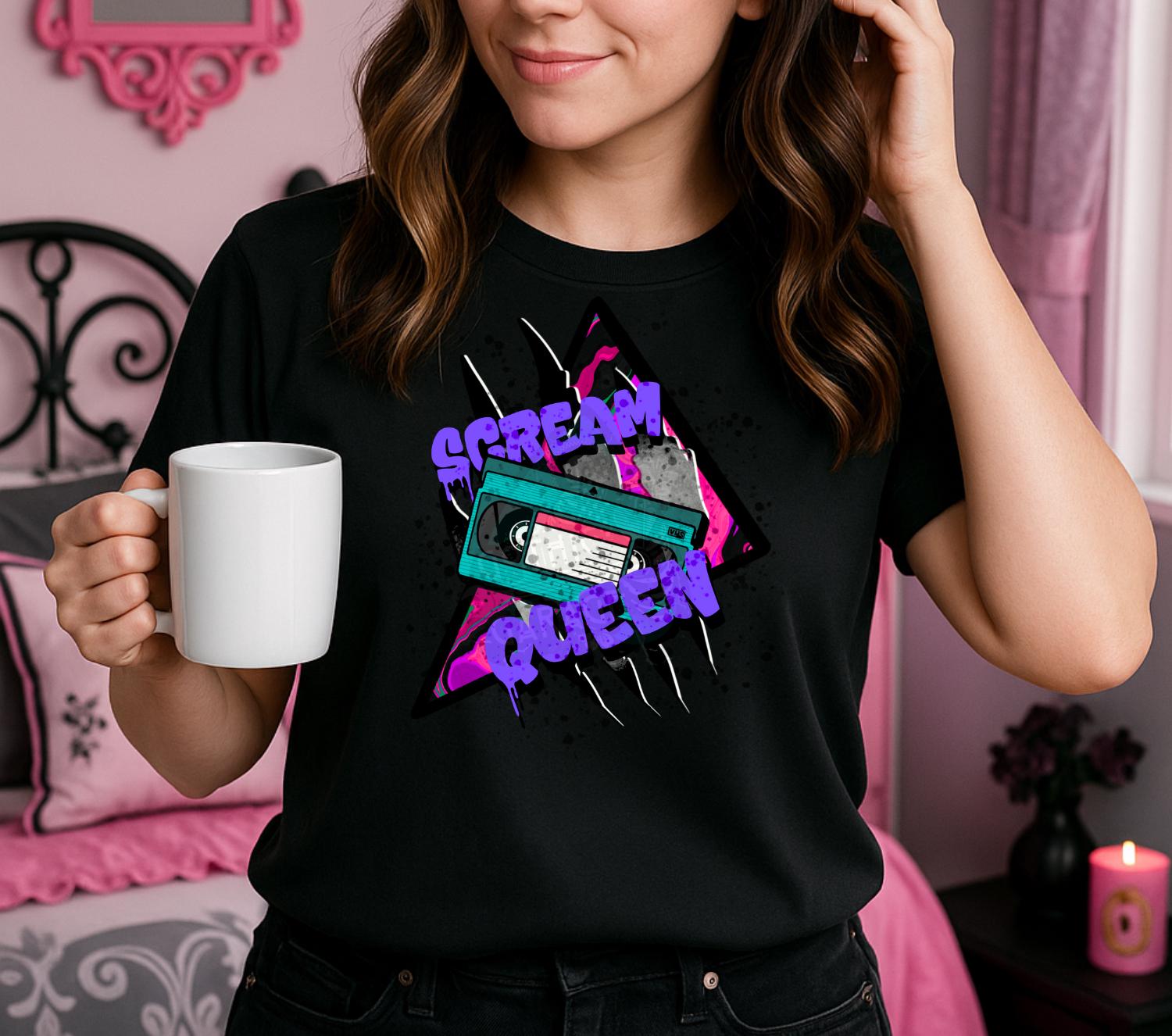 Scream Queen VHS PNG – Retro Horror Sublimation Design