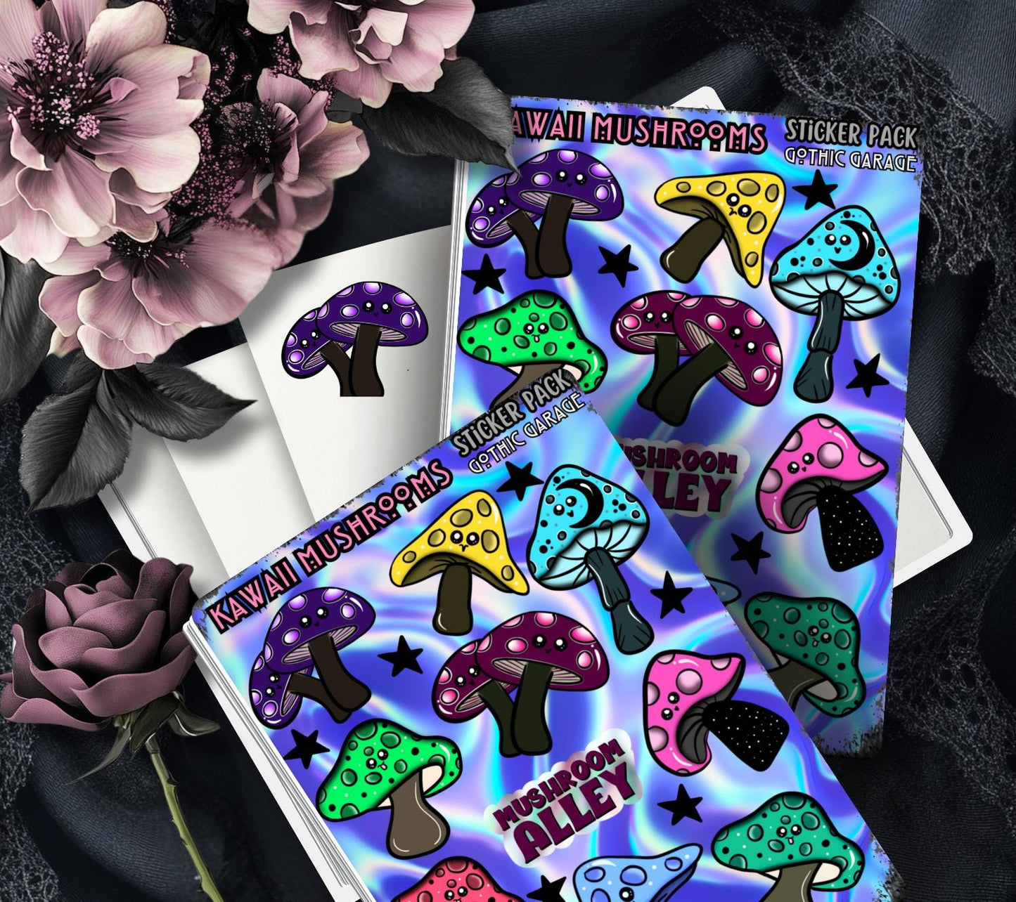 Mushroom Alley Sticker Sheet – Cute Kawaii Mushroom Vinyl Stickers