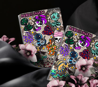Gothic Kawaii Snakes Sticker Sheets for Collecting and Scrapbooking - High-Quality, Vibrant Designs, Perfect Budget Friendly Gifts