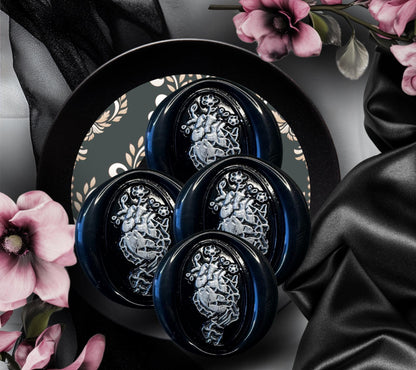 Skeleton Hand Anatomical Heart Wax Seal – Gothic Black Adhesive Seal with Flowers for Envelopes & Invitations