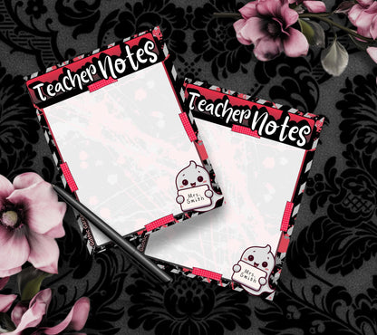Custom Teacher Notes Notepad – Ghost Design with Name | Cute Teacher Gift & Classroom Stationery