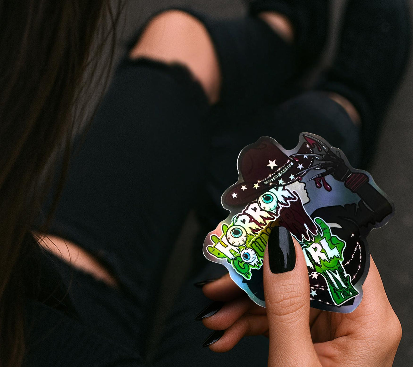 Horror Country Girl Waterproof Sticker: Gothic Western Cowgirl Art
