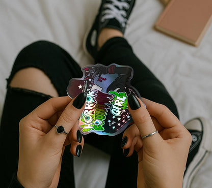 Horror Country Girl Waterproof Sticker: Gothic Western Cowgirl Art