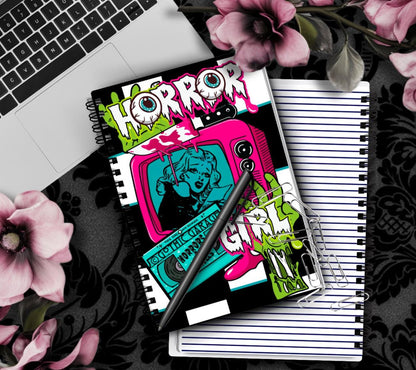 Horror Girl – Retro Slasher Nightmare Notebook Hand Drawn Detail – 160 Lined Pages for Daily Tasks, Notes, and Personal Writing