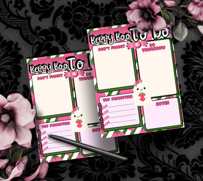 Berry Boo To-Do List Notepad – Cute Strawberry Ghost Stationery for Tasks, Priorities & Notes