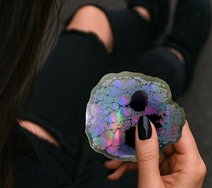 Holographic Rainbow Skull Sticker – Waterproof Gothic Skull Decal for Laptops, Tumblers & Journals