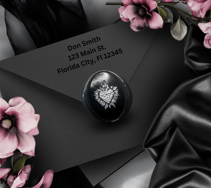 Gothic Sacred Heart Wax Seal – Black Hand-Poured Adhesive Seals for Invitations, Journals & Witchy Stationery