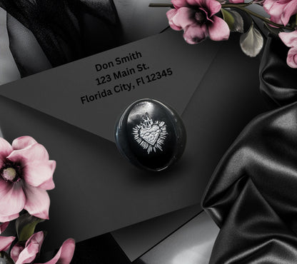 Gothic Sacred Heart Wax Seal – Black Hand-Poured Adhesive Seals for Invitations, Journals & Witchy Stationery