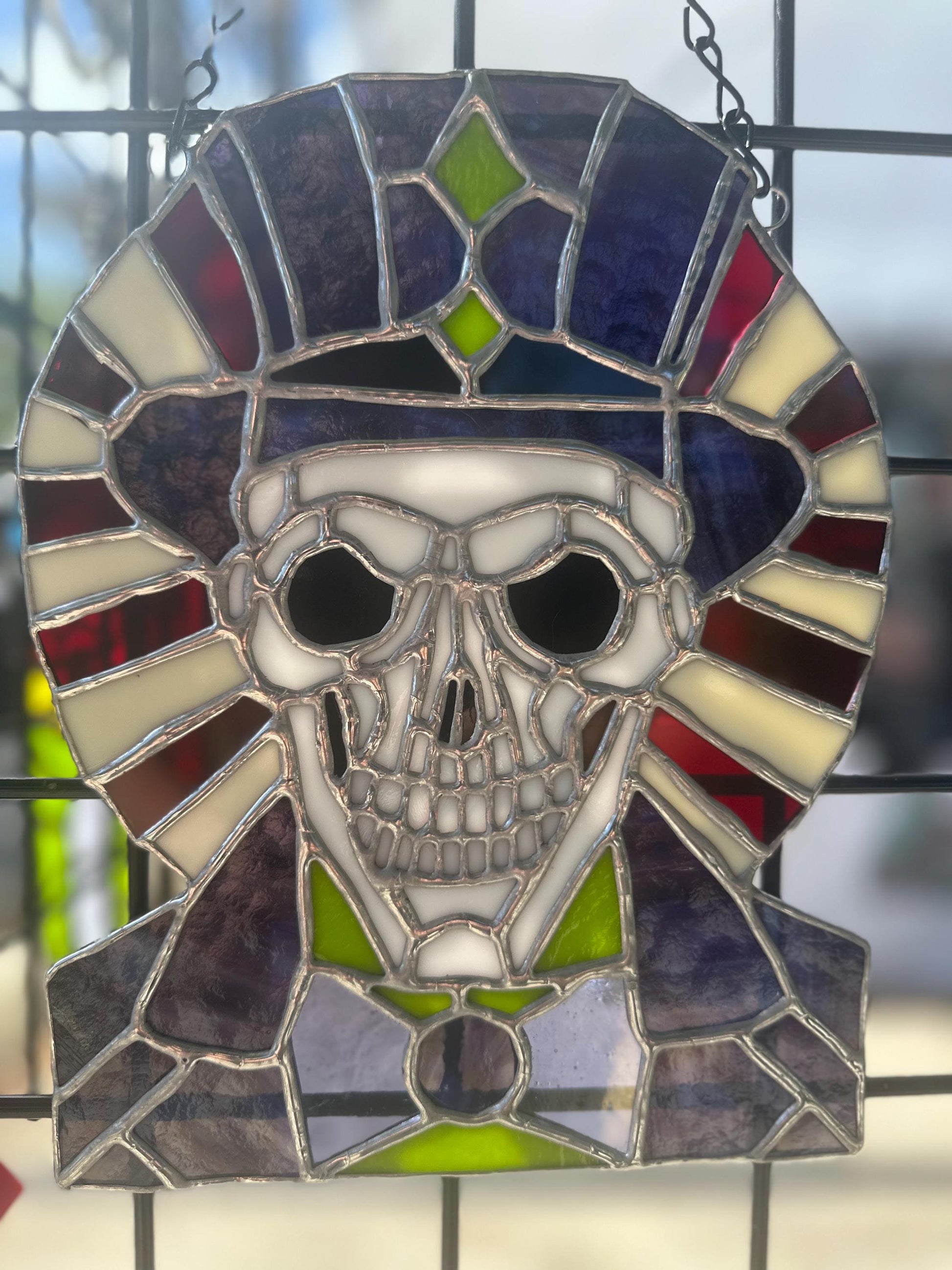 Dark Carnival Ringmaster Stained Glass – Gothic Skull Window Art for Horror and Circus Lovers