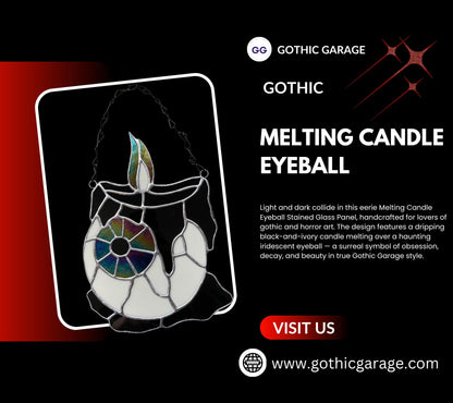 Melting Candle Eyeball Stained Glass – Gothic Horror Suncatcher for Alt Home Decor