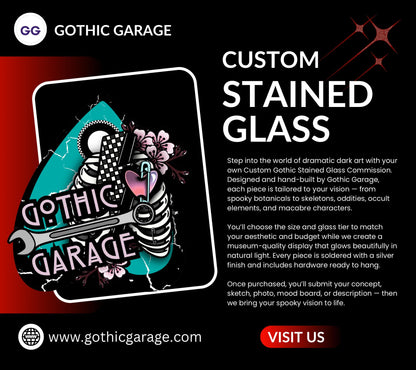 Custom Gothic Stained Glass Commission – Handmade Dark Art Window Hanging