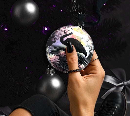 Black Flamingo Ornament – Gothic Tropical Decor for Creepy Christmas or Year-Round Display