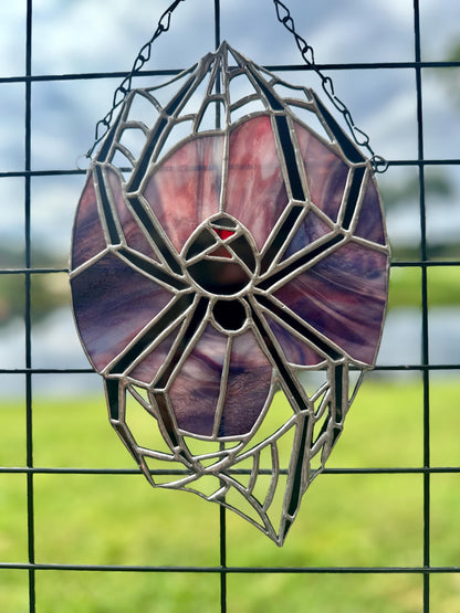 Black Widow Spider Stained Glass — Gothic Suncatcher for Horror Home Decor