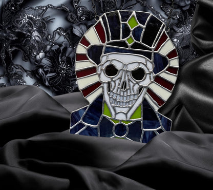 Dark Carnival Ringmaster Stained Glass – Gothic Skull Window Art for Horror and Circus Lovers
