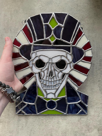 Dark Carnival Ringmaster Stained Glass – Gothic Skull Window Art for Horror and Circus Lovers