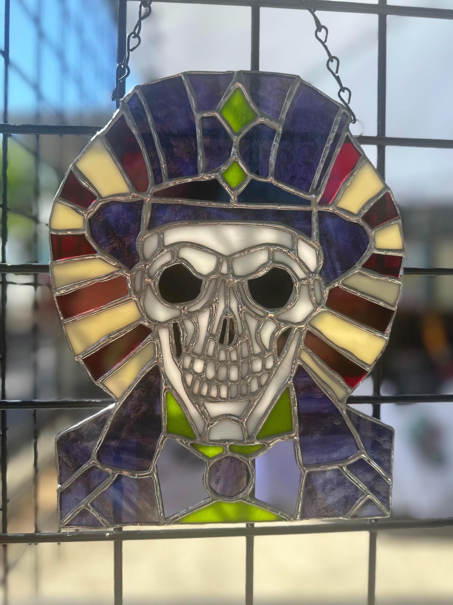 Dark Carnival Ringmaster Stained Glass – Gothic Skull Window Art for Horror and Circus Lovers