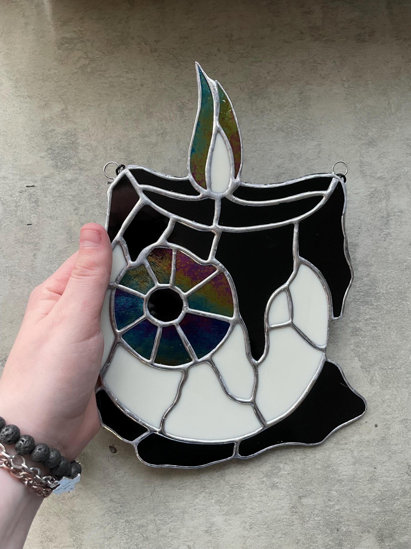 Melting Candle Eyeball Stained Glass – Gothic Horror Suncatcher for Alt Home Decor