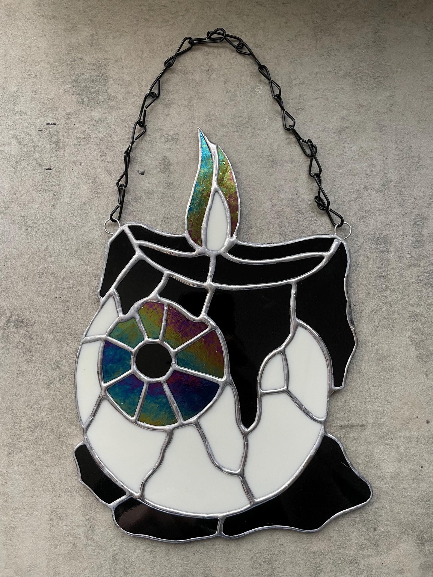 Melting Candle Eyeball Stained Glass – Gothic Horror Suncatcher for Alt Home Decor