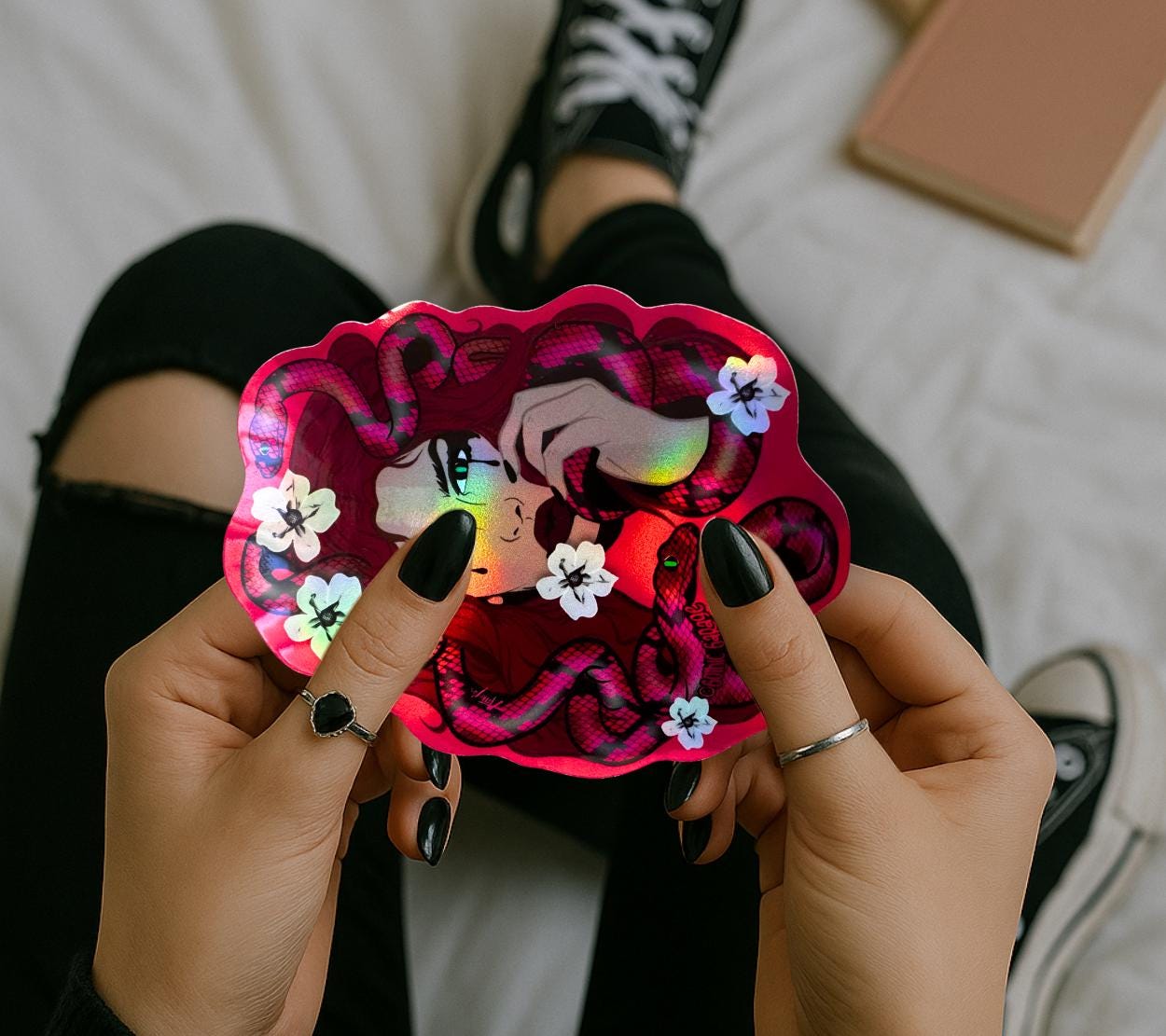 Medusa Gothic Waterproof Sticker – Snake Woman Vinyl Decal for Laptops, Journals & Gothic Art Lovers