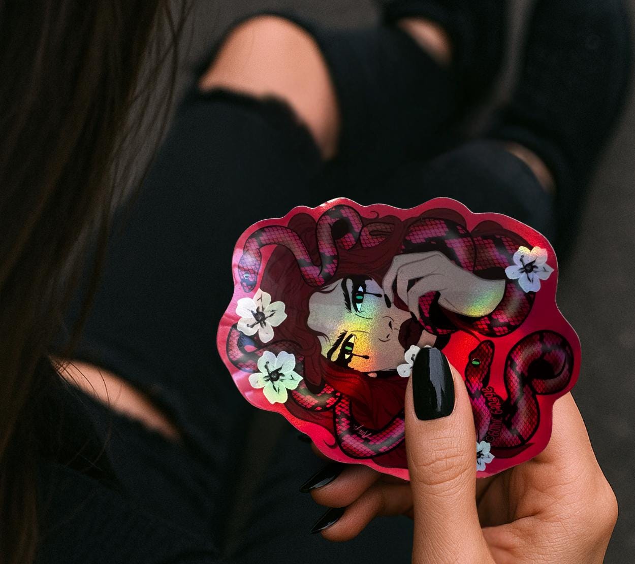 Medusa Gothic Waterproof Sticker – Snake Woman Vinyl Decal for Laptops, Journals & Gothic Art Lovers