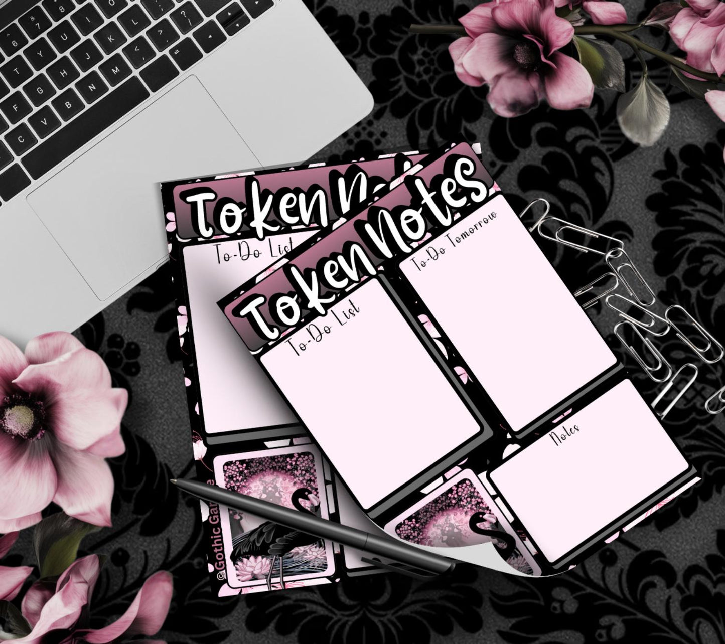 Gothic Black Flamingo Notepad – To-Do List & Alternative Stationery