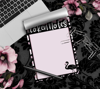 Gothic Black Flamingo Blank Notepad – Memo Notes & Alternative Stationery