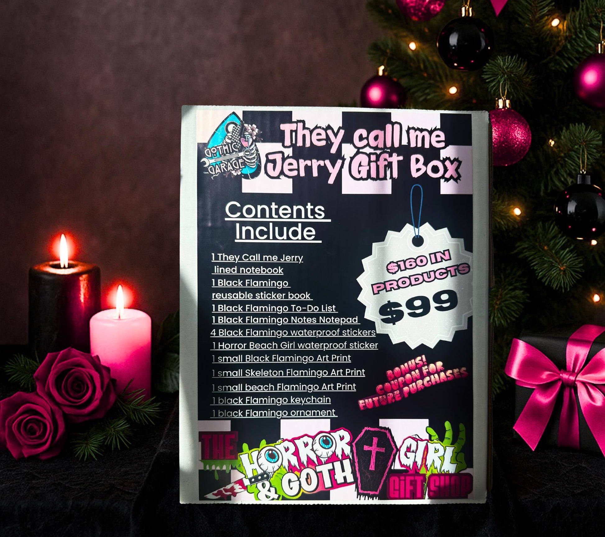 Black Flamingo Gift Box – Goth Stationery Set, "They Call Me Jerry" Edition