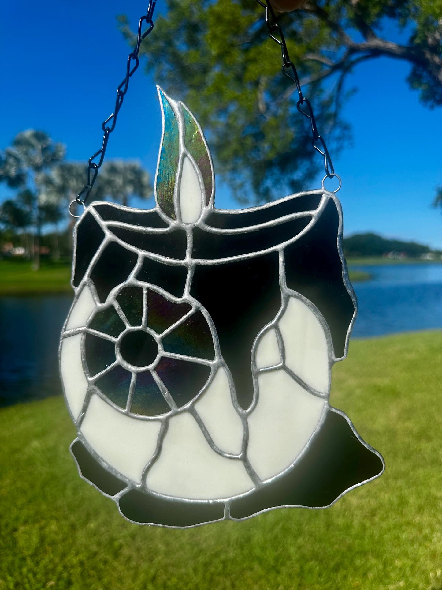 Melting Candle Eyeball Stained Glass – Gothic Horror Suncatcher for Alt Home Decor
