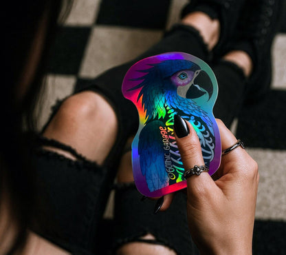 Skeleton Parrot Waterproof Sticker – Goth Bird Vinyl Decal